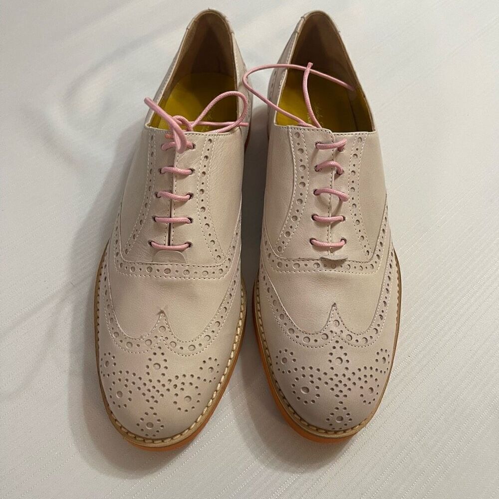 T&F Slack Shoemakers Pale Pink Oxford Shoes Size 38 1/2 - Picture 2 of 9